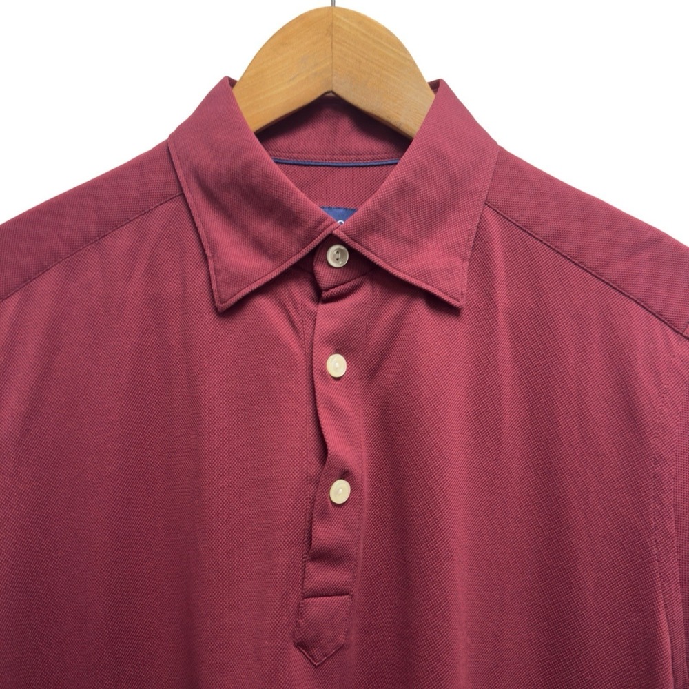Eton Men's Size Medium Contemporary Burgundy Red Pique Cotton Knit Polo Romania